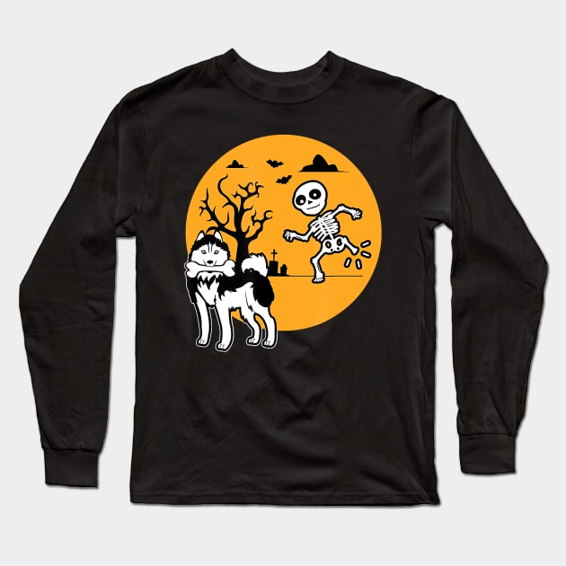 Huskies Pet Owners Funny Halloween Costume Husky Dog Lovers Long Sleeve T-Shirt by JaydeMargulies